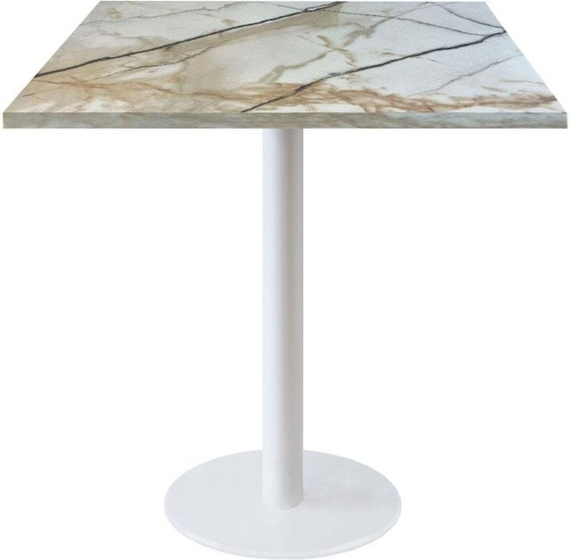 RestooTab Tisch Rome quadratisch in Weiß und Grau mit Holz- und Steindekor, B/T/H: 70 x 70 x 75 cm - Bild 1