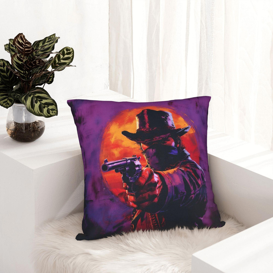 Arthur Morgan Kissenbezug Merch Dekorative Kissenhülle aus Peach Skin, B/H: 18 x 18 cm - Bild 2