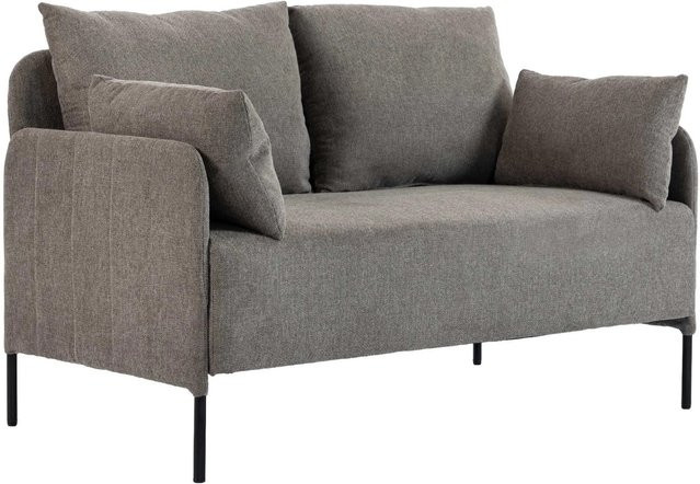 DELUKE Couch BERND 2-Sitzer Polstersofa aus Stoff in Taupe, B/T/H: 131 x 79 x 79 cm - Bild 1