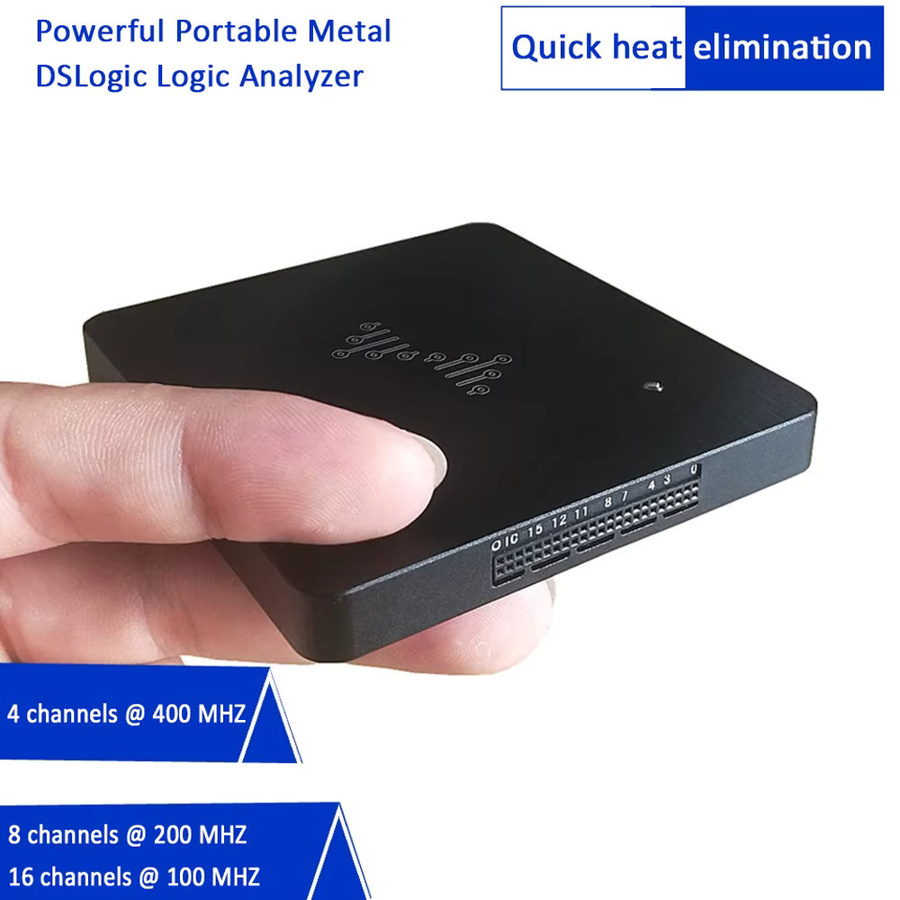 DreamSourceLab DSLogic Plus Tragbarer Metall-Logikanalysator in Schwarz, 16 Kanäle, 100 MHz, USB-basierter Debugging-Logikanalysator - Bild 3