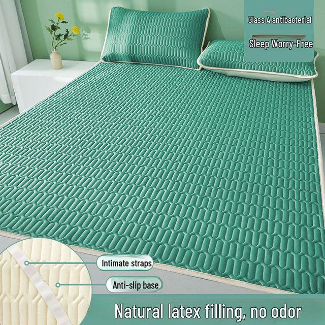 TrendVibeCN Sommer Kühlmatten Set aus Seide und Latex in Türkis, weiches und atmungsaktives Bettlaken für Mutter und Baby, B/L: 90 x 200 cm - Bild 1
