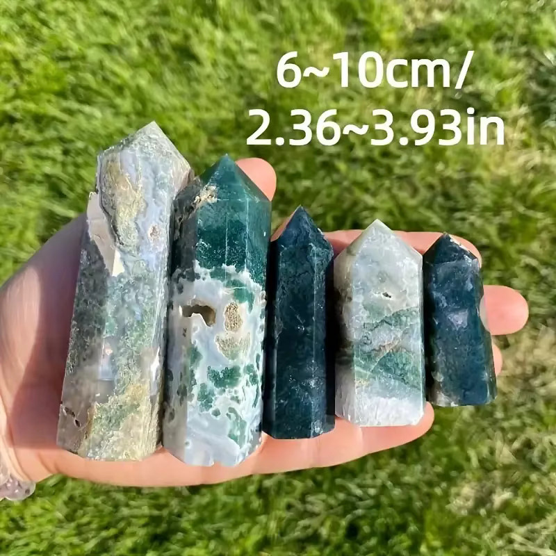 Sisterstone Moosachat Turmstab in Grün als geometrische Chakra-Dekoration für dein Zuhause - Bild 2
