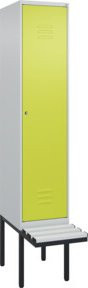 C+P Spind Classic PLUS Garderobenschrank mit Sitzbank, 1 Abteil, Lichtgrau, B/T/H: 212,0 x 40,0 x 81,5 cm - Bild 1