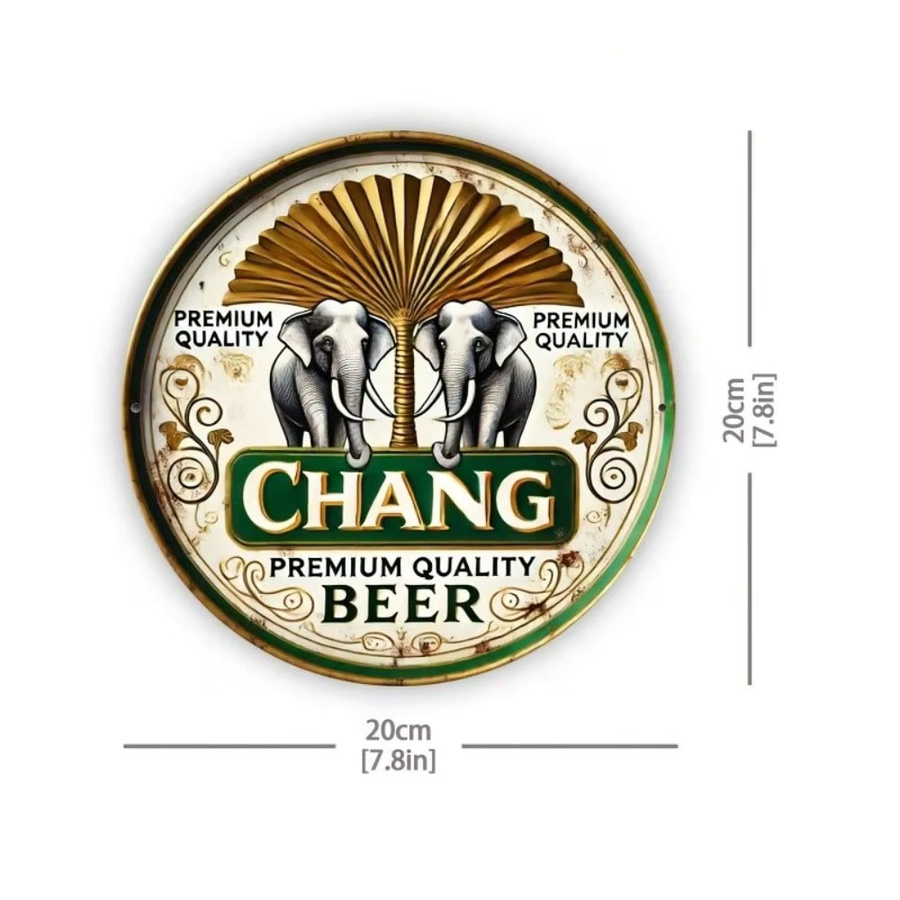 CIFBUY Metall-Wanddekoration Chang Beer Blechschild Vintage-Elefant, B/H: 20,3 x 20,3 cm, Multicolour - Bild 3