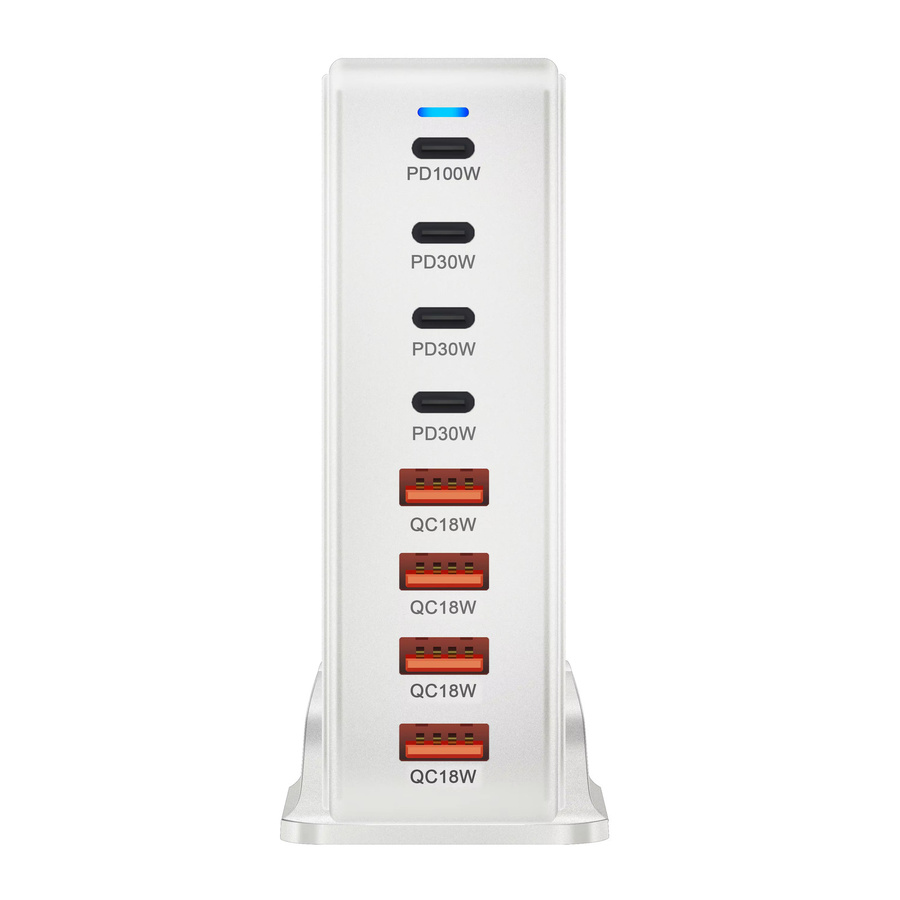 Deepartner 240W GaN Desktop-Ladegerät in Schwarz mit 8 USB-C-Anschlüssen und PD 3.0 Schnellladung - Bild 4