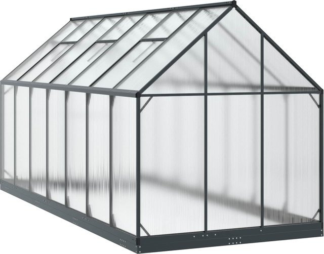Garten-Gewächshaus von VD Home Furnishing in Anthrazit mit Tür und Fenstern aus Aluminium und verzinktem Stahl, B/T/H: 423,5 x 183,5 x 207 cm - Bild 1