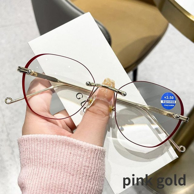 NAPAGE Lesebrille Unisex, randlos, rund, Kunststoff, transparent, gold, +3.5 - Bild 1
