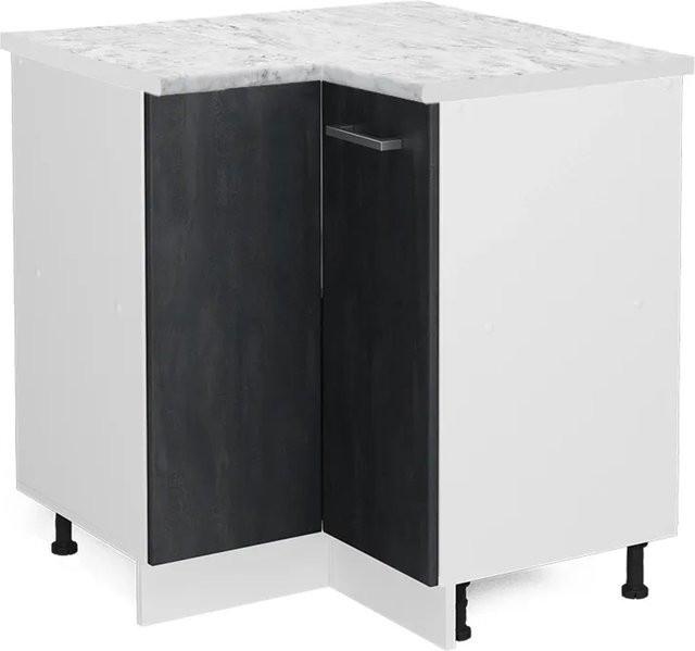 Vicco Eckunterschrank R-Line Küchen Eckschrank Schwarz Beton/Weiß Marmor Design - Bild 1