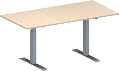Schäfer Shop Genius Konferenztisch MODENA FLEX in Ahorn und Weißaluminium, Rechteck mit T-Fuß Rechteckrohr, B/T/H: 160 x 80 x 65-85 cm - Bild 1
