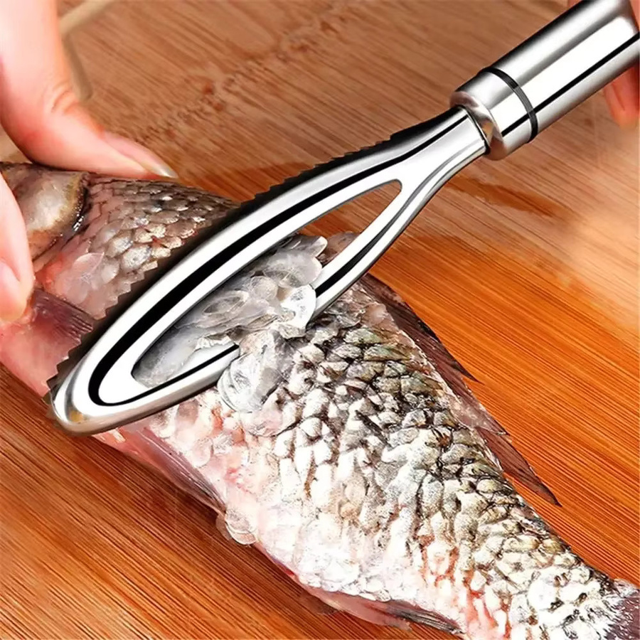Venlohome Fischschaber aus Edelstahl in Silber zum einfachen Entfernen von Fischschuppen und zur Fischreinigung - Bild 4