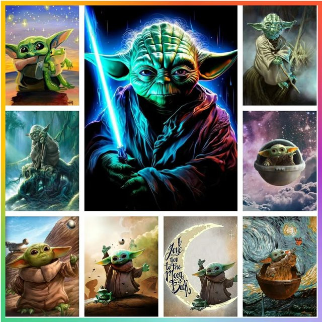Disney Star Wars Baby Yoda Malen nach Zahlen Set mit mehrfarbiger Cartoon-Leinwand für deine Wanddekoration - Bild 1