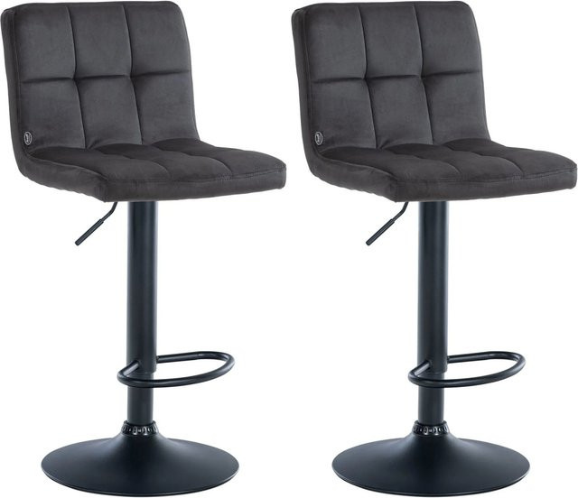 2er Set Barhocker DELUKE REZAR aus Samt in Schwarz mit Lehne und 360 Grad Drehsitz, B/T/H: 46 x 47 x 94 cm - Bild 1