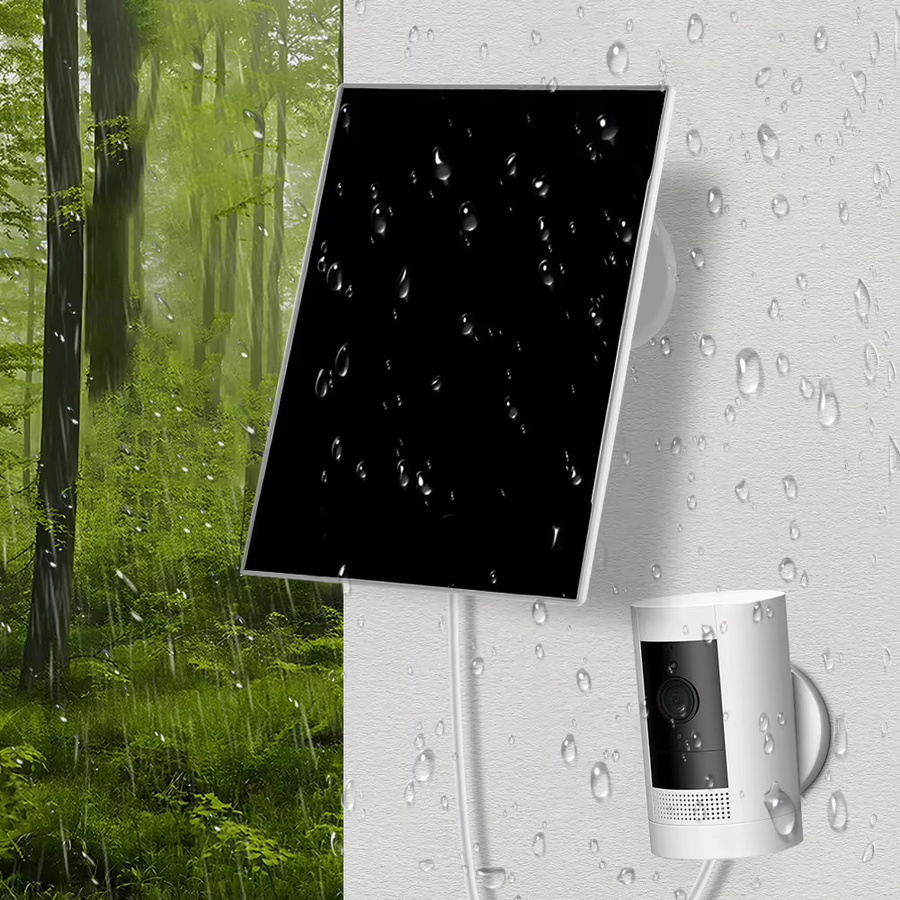 3W 6V Solar-Ladegerät mit Micro USB und Typ-C Anschluss, weißes Solarpanel mit 3 Meter Ladekabel für Ring, Eufy, Blink und Arlo Kameras - Bild 3