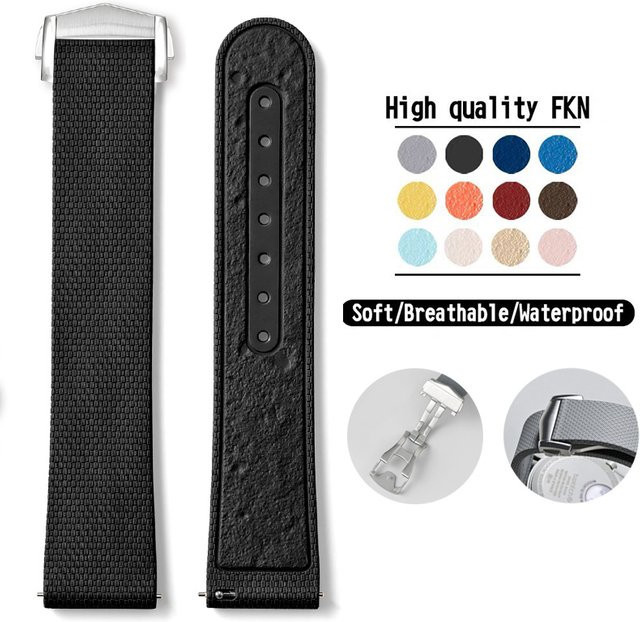 strapfreak Uhrenarmband Fluorkautschuk, 20 mm, Schwarz, Unisex - Bild 1