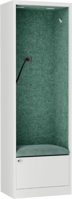 JAN NOWAK Akustikkabine SALLY Telefonkabine mit Schalldämmung, Farbe: Weiß-Grün, H x B x T: 185 x 60 x 40 cm - Bild 1