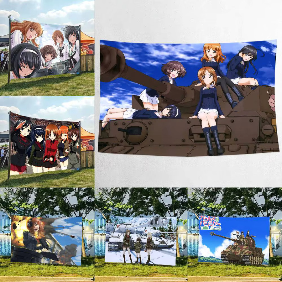 Mesuca Party Banner Japanische Anime Mädchen und Panzer Fotokulisse für Geburtstag und Fotostudio, Mehrfarbig, 70 x 70 cm - Bild 2