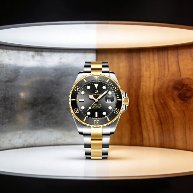 PAGANI DESIGN Armbanduhr, Automatik, Edelstahl, Schwarz-Gold, Saphirglas, Herren - Bild 1