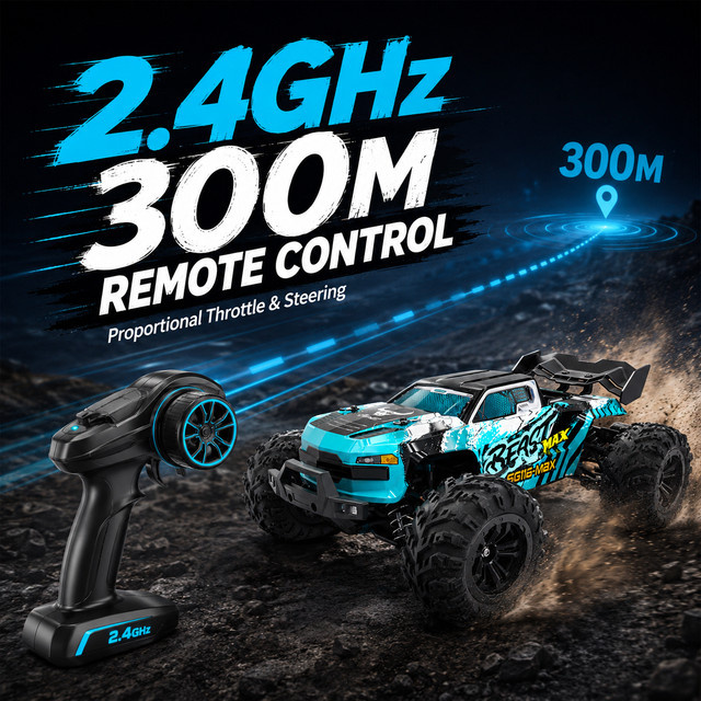 ZNLYRION Bürstenloser RC-Wagen Offroad-Truck, 1:16 Maßstab, Metallkonstruktion, LED-Licht - Bild 1