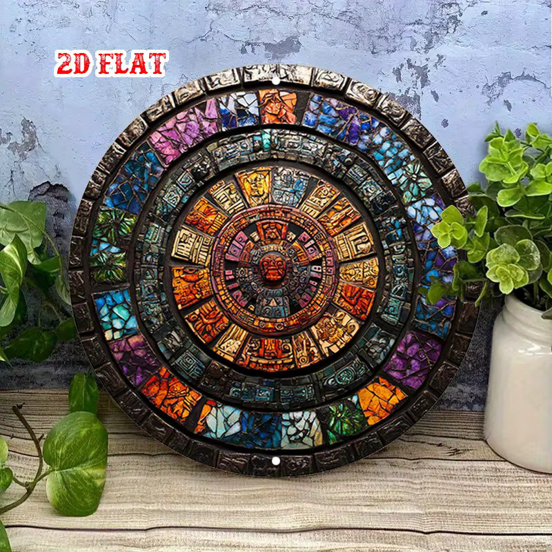 Potdemiel Aluminium-Wandkunst Aztekischer Kalender Rund, Multicolour, Durchmesser: 20 cm - Bild 3