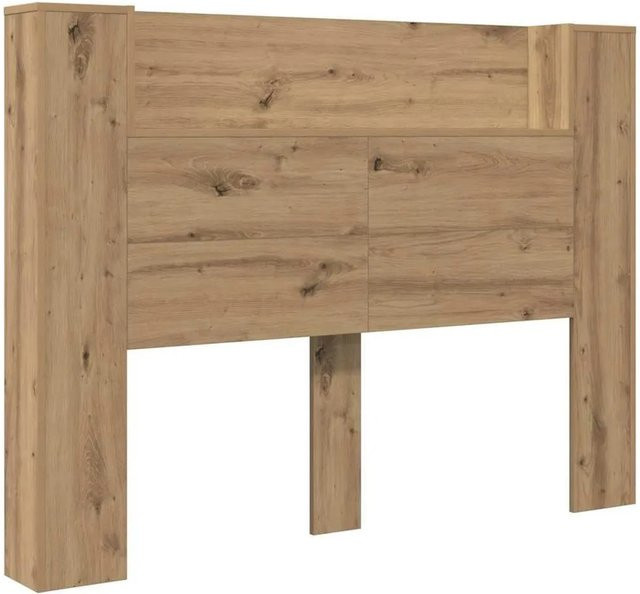vidaXL Kopfteil Artisan-Eiche mit integrierter Beleuchtung und Ablage, Farbe: Braun, B: 140 cm, T: 17 cm, H: 104,5 cm - Bild 1