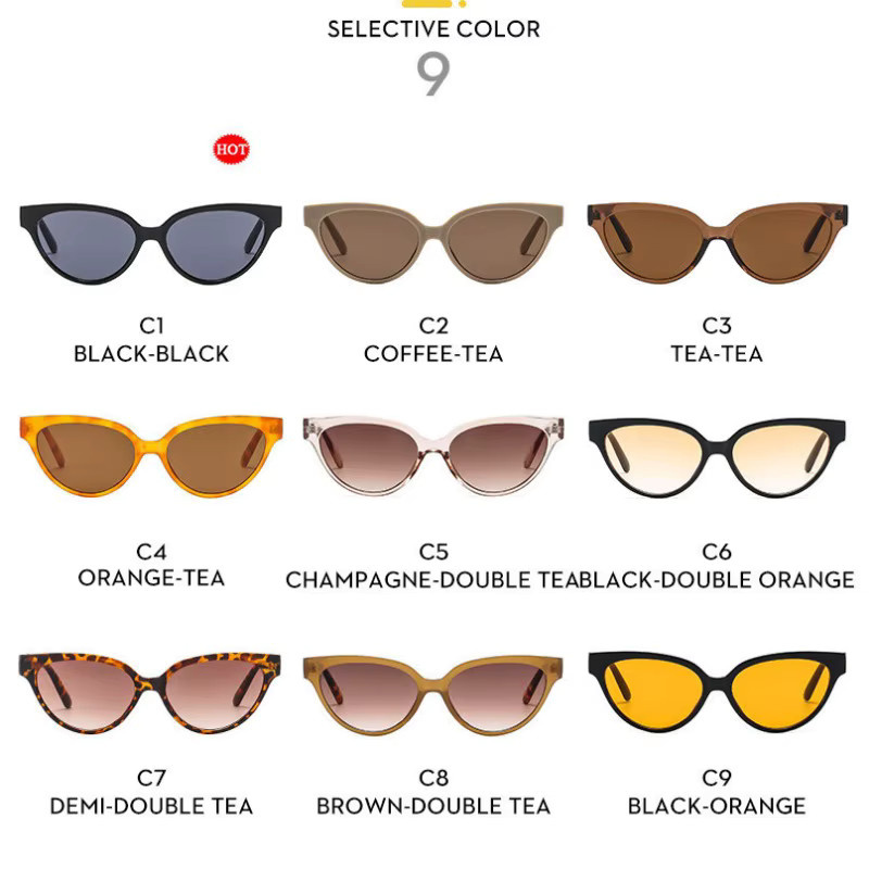 Samjune Cat-Eye Sonnenbrille, Damen, Vollrand, schwarz, gold - Bild 3