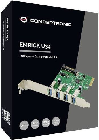 Conceptronic EMRICK U34 USB-3.0-PCI-Express-Karte mit 4 USB-A-Ports - Bild 1