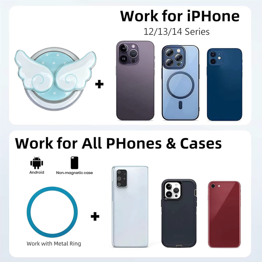 360 Grad drehbarer magnetischer Handyhalter in Blau mit abnehmbarem Griff und Ständer, kompatibel mit iPhone 12-17, Samsung und Pixel - Bild 2