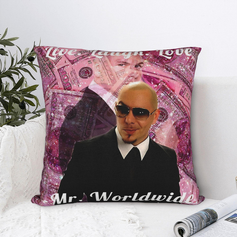 Lustiger Kissenbezug Mr Worldwide Pitbull 305 Design, quadratische Wurfkissenhülle in Multicolor, B/B/H: 45 x 45 cm - Bild 2