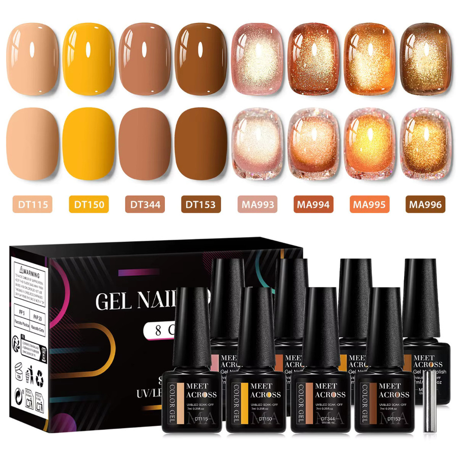 MEET ACROSS Magnetisches Gel & Farbe Gel Nagellack Kit, 9 Stück - Bild 2