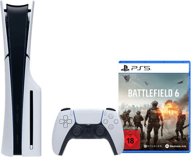 Sony PlayStation 5 Slim mit Laufwerk in Weiß inklusive Battlefield 6 - Bild 1