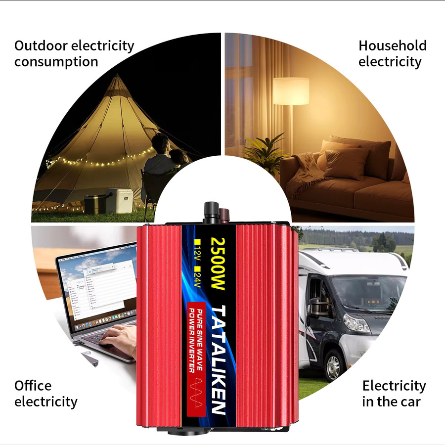 3500W Wechselrichter mit Reiner Sinuswelle, 12V auf 220V AC, EU-Steckdose, Digitalanzeige und temperaturgesteuerter Lüfter - Bild 2