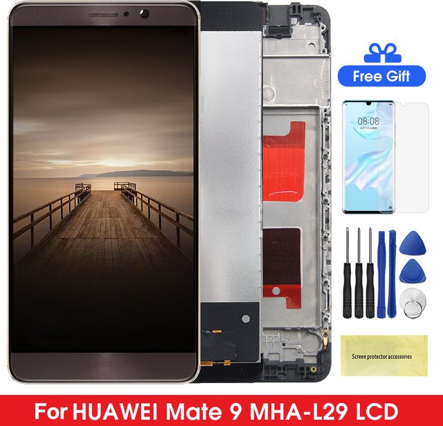 Q-PASS LCD Display mit Rahmen und Touchscreen Digitizer für Huawei Mate 9, 5,9 Zoll IPS, Farbe: Schwarz, kompatibel mit MHA-L29, MHA-L09, MHA-AL00 - Bild 1