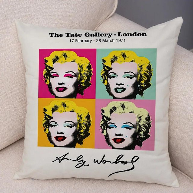 JMG Clothing Kissenbezug im Andy Warhol Stil mit Katzen und Bananen Motiv, Mehrfarbig, B/B: 50 x 50 cm - Bild 1