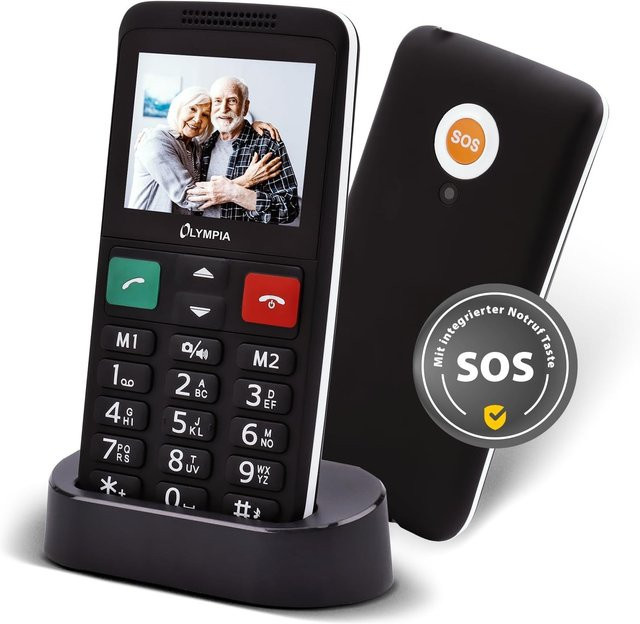Olympia Komfort-Mobiltelefon LUX in Schwarz mit 2,4 Zoll Farbdisplay, Großtasten, SOS-Taste, Dual-SIM, Kamera und Bluetooth - Bild 1