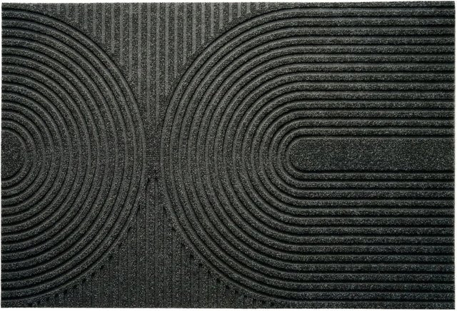 Floordirekt Schmutzfangmatte CIRCA in Anthrazit mit Wellenmuster, waschbar und rutschfest, B: 40 cm, T: 60 cm - Bild 1