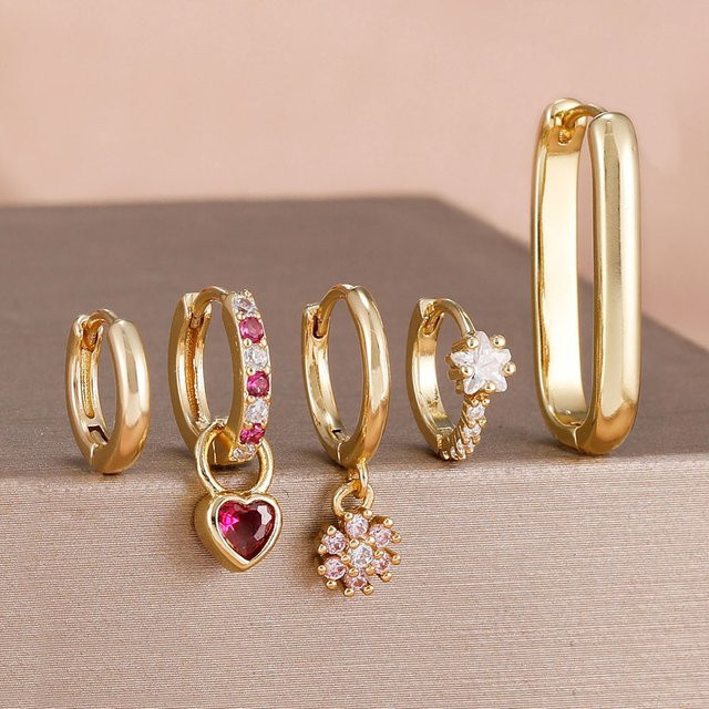 Yuedane Creolen, Herzform, Zirkonia, Gold, Damen - Bild 1