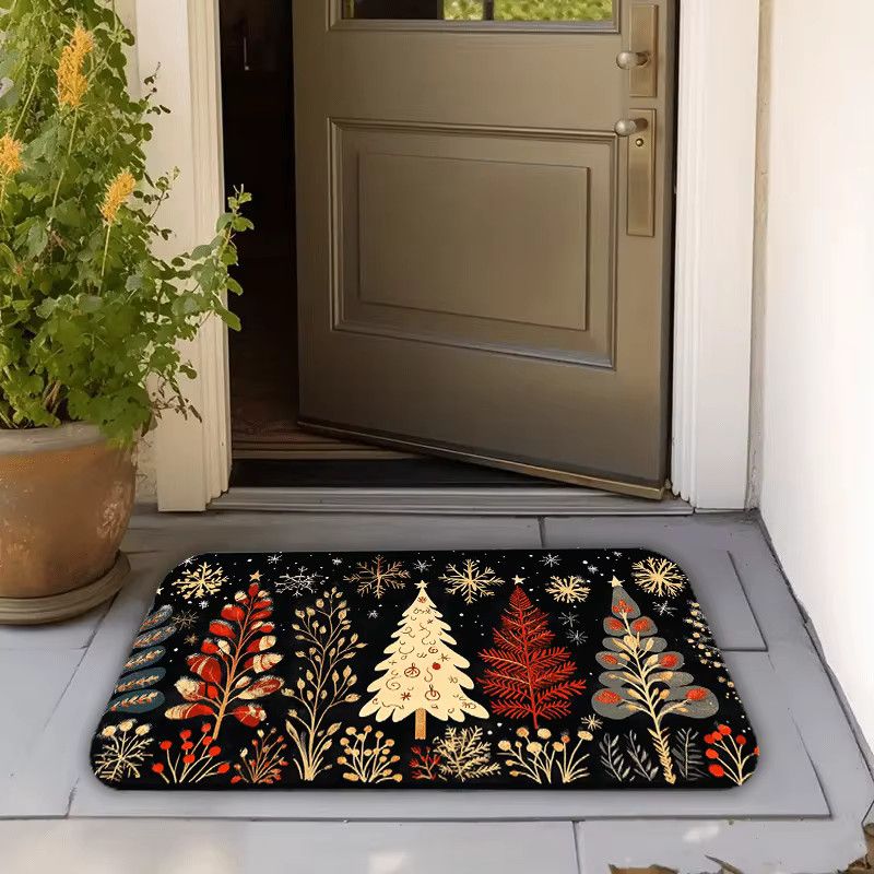 VIKAMA Weihnachtsteppich mit Weihnachtsbaum-Design, saugfähige Bodenmatte in Multicolor für Wohnzimmer, Küche oder Sofa - Bild 3