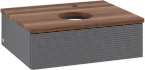 V&B Waschtischunterschrank Antao mit Frontstruktur und Beleuchtung, Anthrazit lackiert, B: 60 cm, T: 50 cm, H: 50 cm - Bild 1