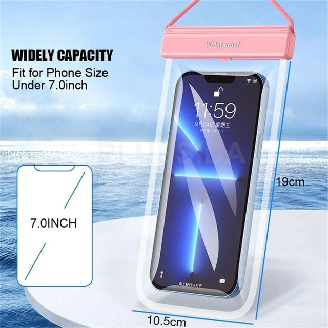 Wasserdichte Handyhülle PERNEAKY in Schwarz, IPX8 Schwimmhülle für Smartphones bis 7,0 Zoll, kompatibel mit iPhone 13 Pro Max, Samsung, Huawei und Xiaomi - Bild 1