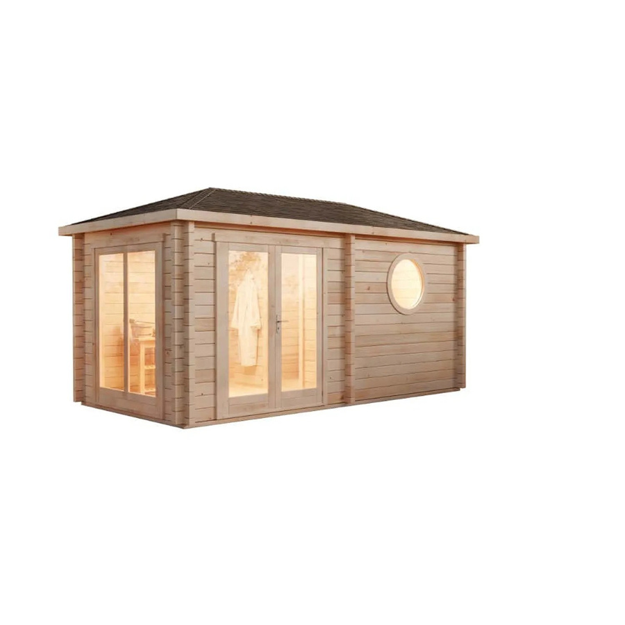 Finntherm Gartensauna Pori-70 aus Espe in Naturbelassen, B/T: 495 x 254 cm - Bild 2