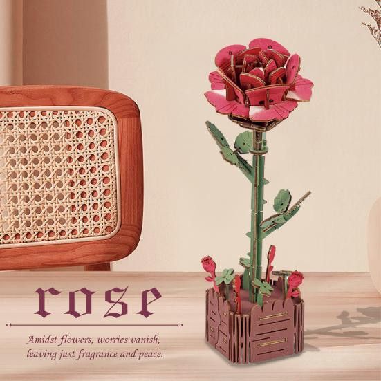 ModeMix 3D Holzblumen-Puzzle-Set für Erwachsene DIY Botanisches Bouquet aus Sperrholz als Bastelset für Sonnenblumen oder Rosen - Bild 1