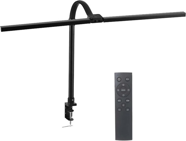 Relaxdays LED Schreibtischlampe aus Metall in Schwarz, dimmbar mit Fernbedienung und Timer, Klemmlampe für Arbeitsplatz und zum Lesen, B/H/T: 80 x 75,5 x 5,5 cm - Bild 1