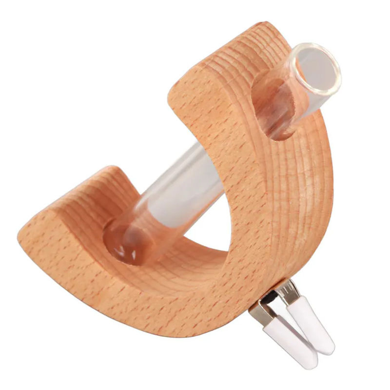 Tooarts Autovase für die Lüftung mit Flaschenform aus Holz und Glas in Braun und Transparent zur Dekoration von Schnittblumen - Bild 3