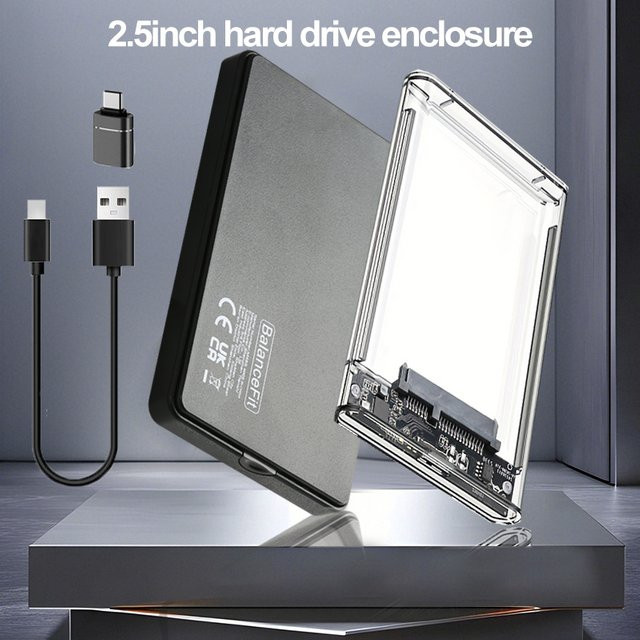 Congdi USB C auf SATA III HDD-Adapter, transparentes externes 2,5 Zoll Festplattengehäuse mit USB 3.0/3.1 Unterstützung, 5 Gbit/s - Bild 1