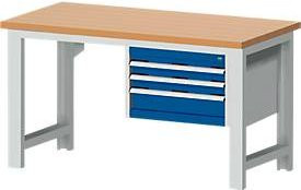 Werkbank cubio W-1577/11-237 in Enzianblau, höhenverstellbar, B/T/H: 120 x 75 x 74-150 cm - Bild 1