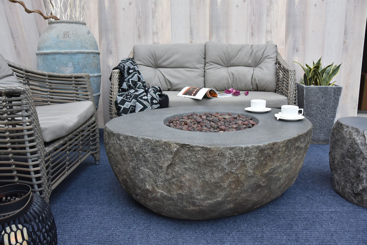 Elementi Gasfeuerstelle Vesuv als Feuertisch in Basalt-Optik, Grau, B/T/H: 90 x 90 x 41 cm - Bild 4