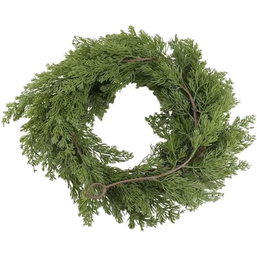 Künstliche Weihnachts-Girlande aus Zypresse, Kiefer und Rattan in Armeegrün als hängendes Dekor für Home und Outdoor - Bild 6