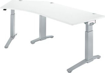 Schäfer Shop Genius ERGOSTYLE S Schreibtisch, 135 Grad, Ansatz links, manuell höheneinstellbar, Farbe: weiß/weißaluminium, B/T: 216,5 x 80 cm - Bild 1