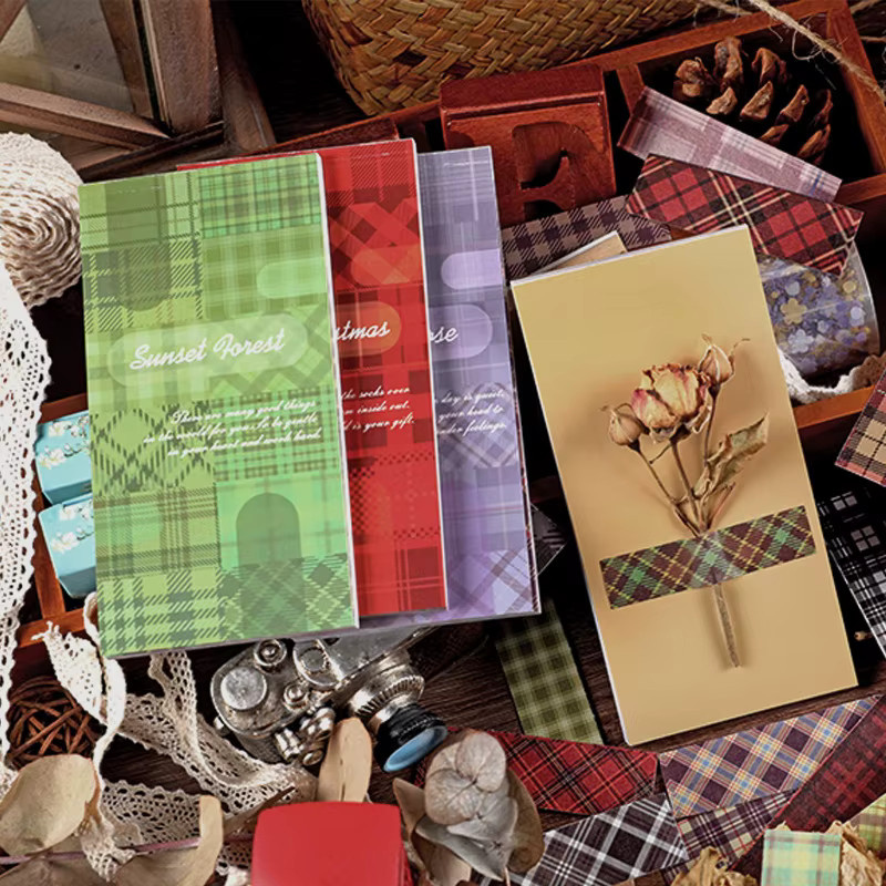 20 Stück Vintage Plaid Serie Aufkleber in Multicolour für Tagebuch, Album und Scrapbooking als DIY Deko-Material - Bild 2