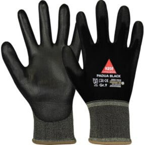 Hase Montagehandschuhe Padua Black Größe 8 aus Nylon mit PU-Beschichtung - Bild 1